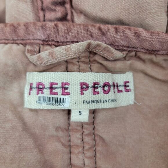 FREE PEOPLE Womens Jacket Mixed Signals Sz SMALL Pink Quilted Bomber Boho - Picture 8 of 15
